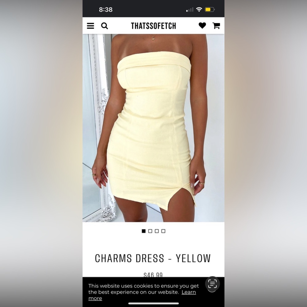 Size 12 yellow strapless mini dress